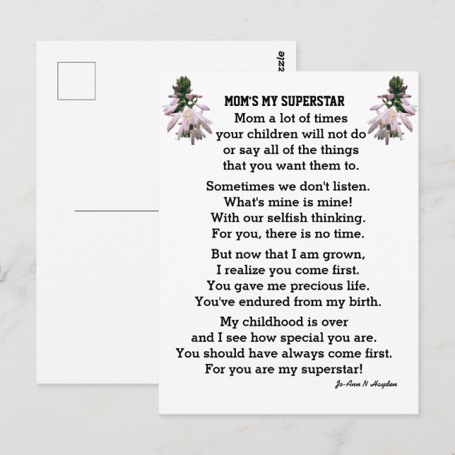 MAMMA MY SUPERSTAR POSTCARD VYKORT (Fram/baksida)