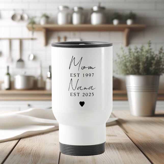 Mamma Nana EST-årsjubileum Personlig minimalist Resemugg (Skapare uppladdad)