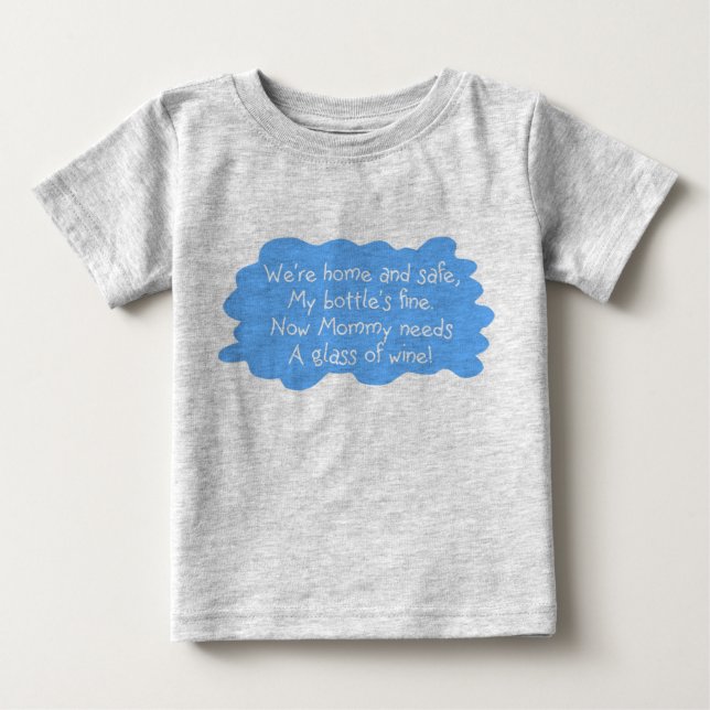 Mamma Needs Vin Blue T Shirt (Framsida)