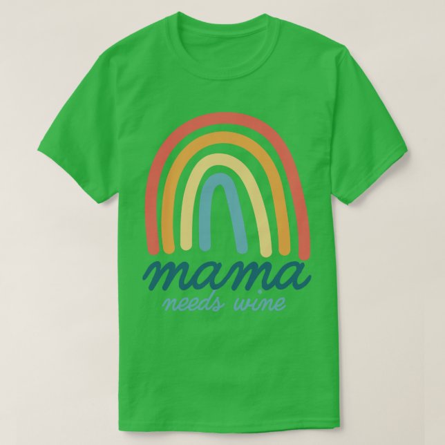 Mamma Needs Vin Bohemian Rainbow Mors dag 2022 T Shirt (Design framsida)