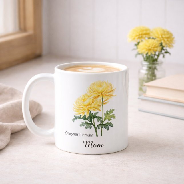 Mamma November Födelsedagsblomma Krysantemum Kaffemugg (Skapare uppladdad)