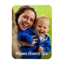 Mamma Nummer Ett Vit Script Anpassad Bild Magnet