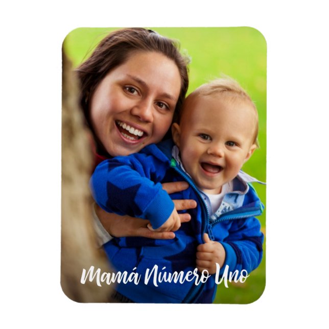 Mamma Nummer Ett Vit Script Anpassad Bild Magnet (Vertikal)