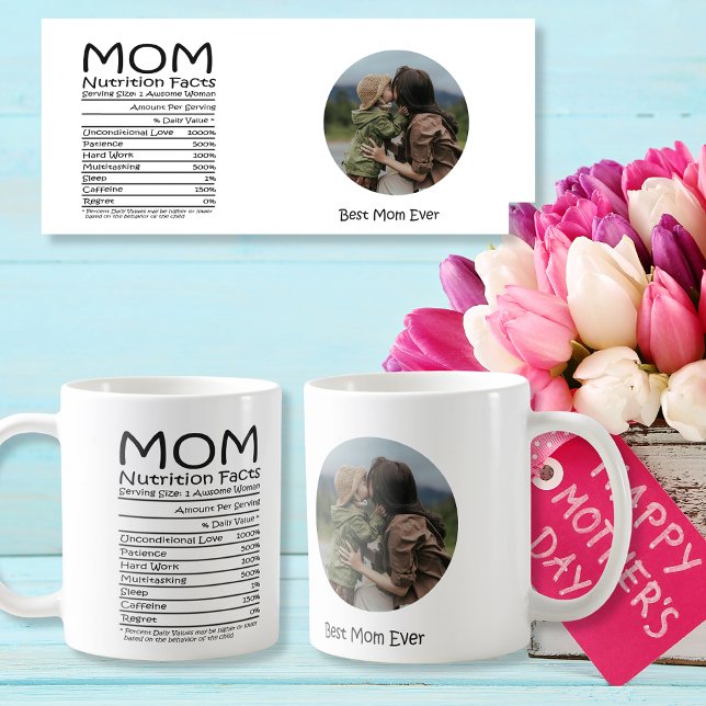 Mamma Nutrition faktauppgifter Bästa Mamma någonsi Kaffemugg (Mom Nutrition facts Best Mom ever customizable Coffee Mug)