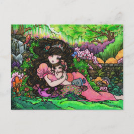 Mamma & Nyfödd bebis Princess Fantasy Art Postcard Meddelande Vykort