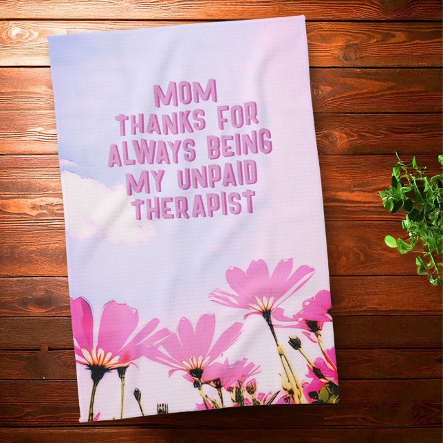Mamma Obetald terapibehandlare Lung Blommigt Mors  Kökshandduk (Skapare uppladdad)