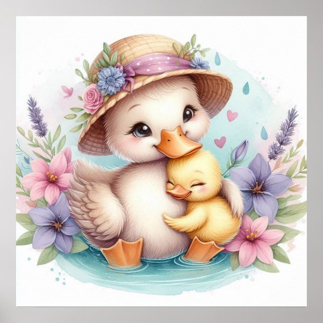 Mamma och Baby Anka Poster (Framsidan)