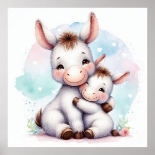 Mamma och baby åsna poster
