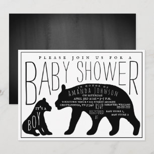 Mamma och Baby Bear Boy Baby Shower Inbjudningar