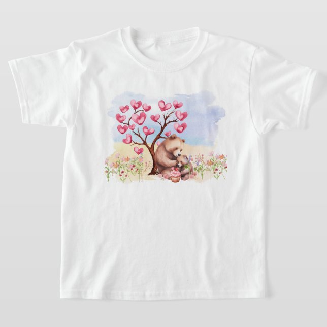 Mamma och Baby Bear Valentines Picnic T Shirt (Laydown)