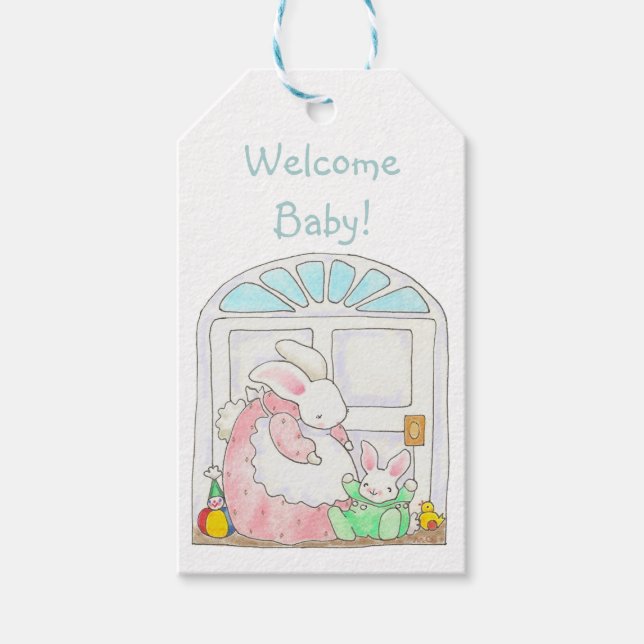 Mamma och Baby Bunny-märkre Presentetikett (Framsidan)