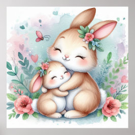 Mamma och Baby Bunny Poster