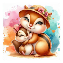 Mamma och Baby Chipmunk