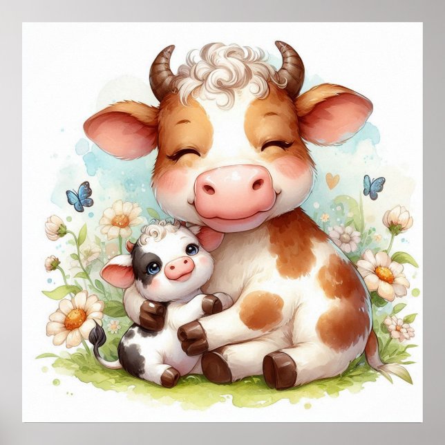 Mamma och Baby Cow Poster (Framsidan)