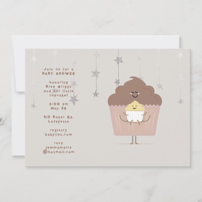 Mamma och baby Cupcake Baby Shower Inbjudan (Framsida)