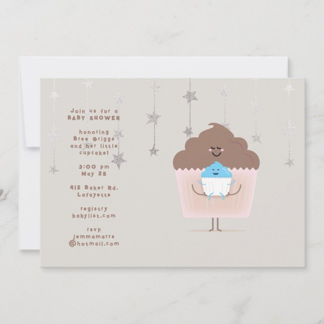Mamma och baby Cupcake Baby Shower-inbjudan Inbjudningar (Framsida)