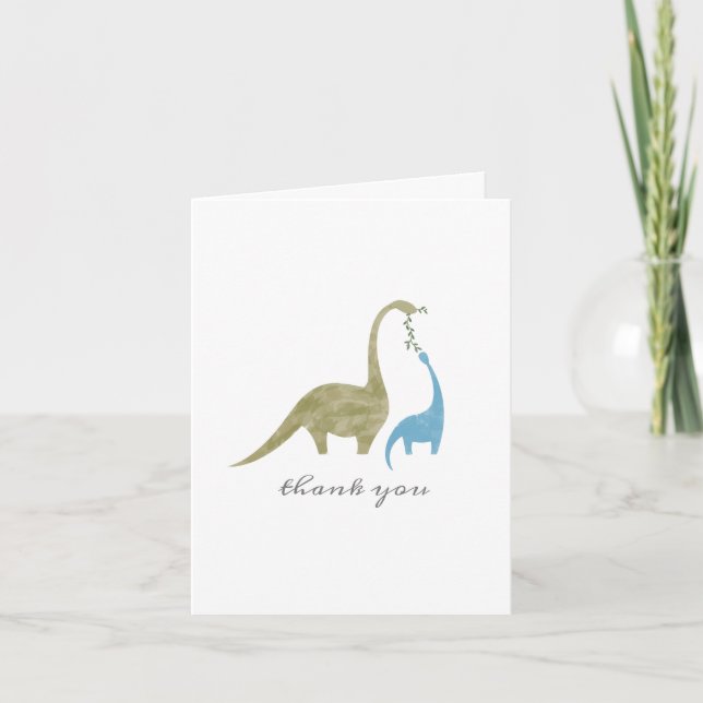Mamma och Baby Dinosaur Baby Shower Tack Kort (Framsida)