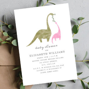 Mamma och Baby Dinosaur Girl Baby Shower Inbjudningar