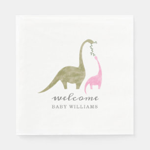 Mamma och Baby Dinosaur Rosa Baby Shower Pappersservett