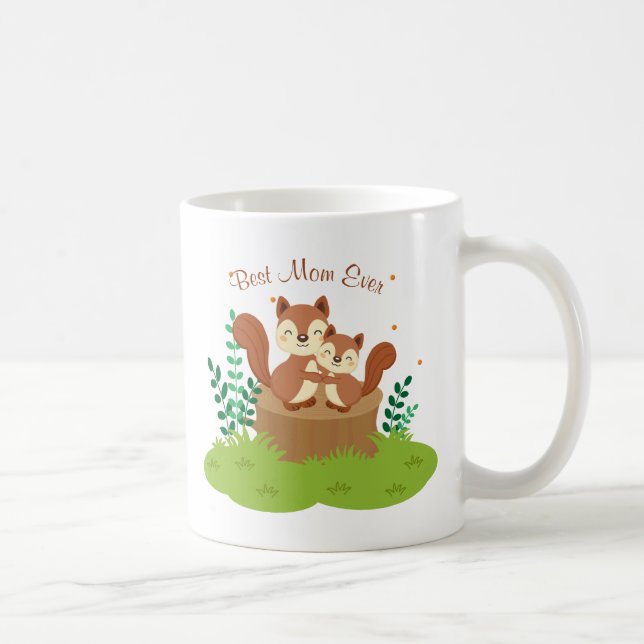 Mamma och baby ekorrar Mors dag Kaffemugg (Höger)