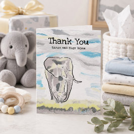 mamma och baby elefant Baby Shower Tack Kort