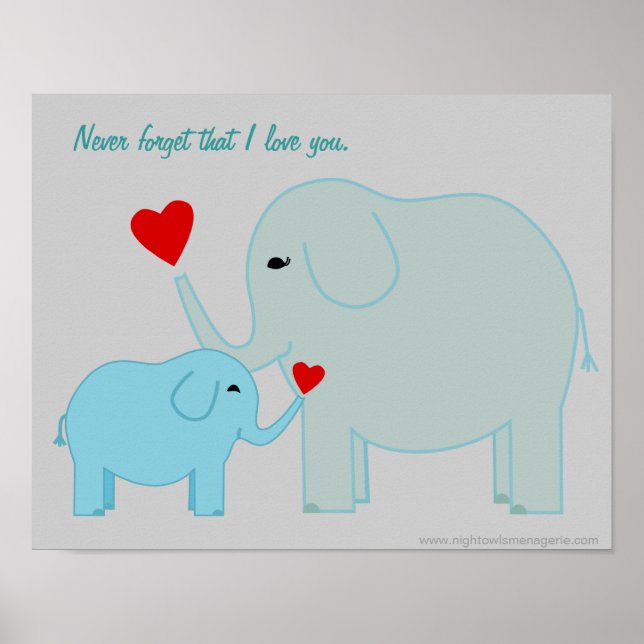 Mamma och baby elefant i bluesaffisch poster (Framsidan)