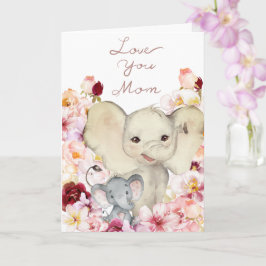Mamma och Baby Elefantfödelsedagskort Kort