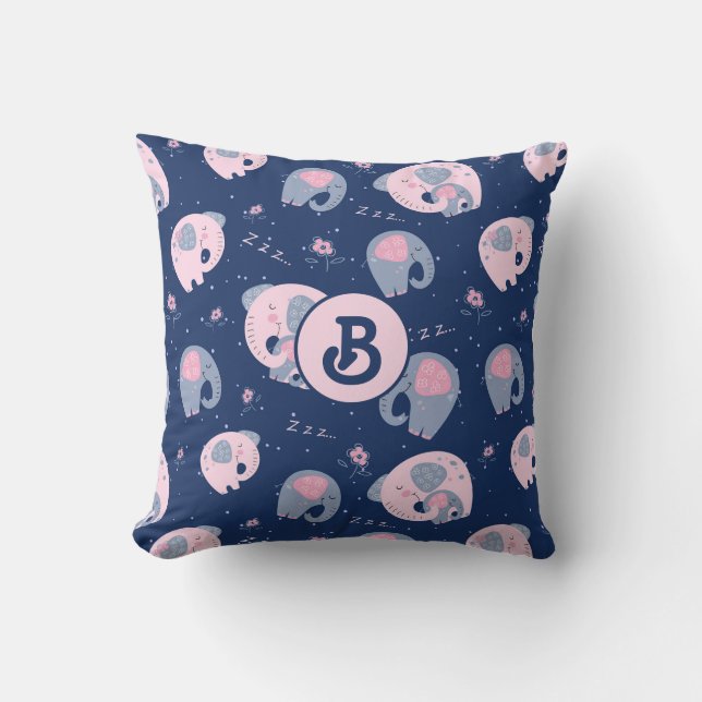 Mamma och Baby Elephant Dekorativ kudde (Framsida)