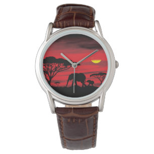 Mamma och Baby Elephant i Serengeti Armbandsur