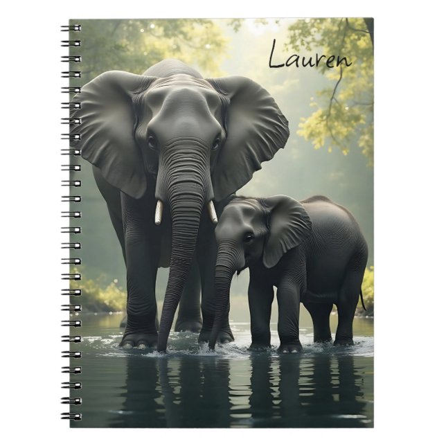 Mamma och Baby Elephant Personlig Anteckningsbok (Framsidan)