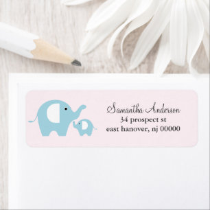 Mamma och Baby Elephant-Returetiketterna Returadress Etikett