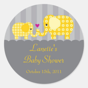 Mamma och Baby Elephant Unisex Favor Sticker Runt Klistermärke