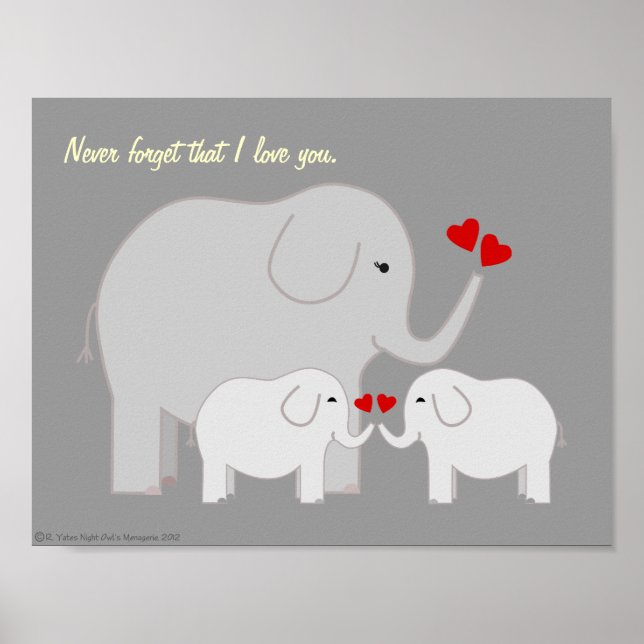 Mamma och Baby Elephants Grays Poster (Framsidan)