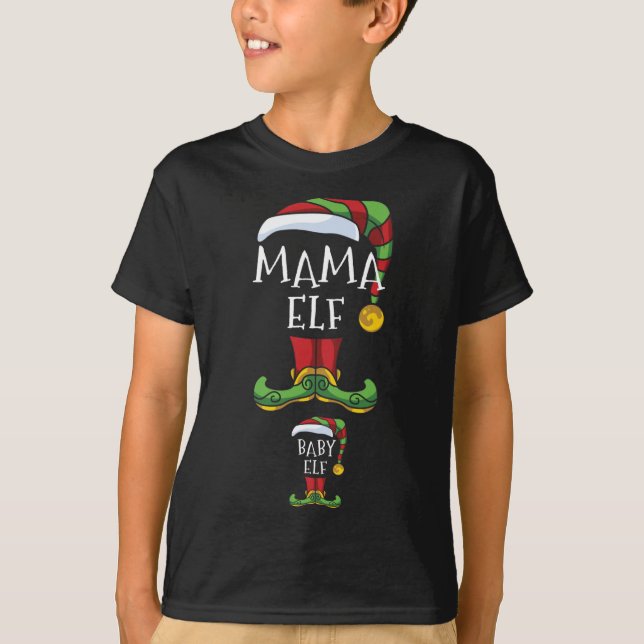Mamma och Baby Elf-Gravid som matchar familje- Kri T Shirt (Framsida)