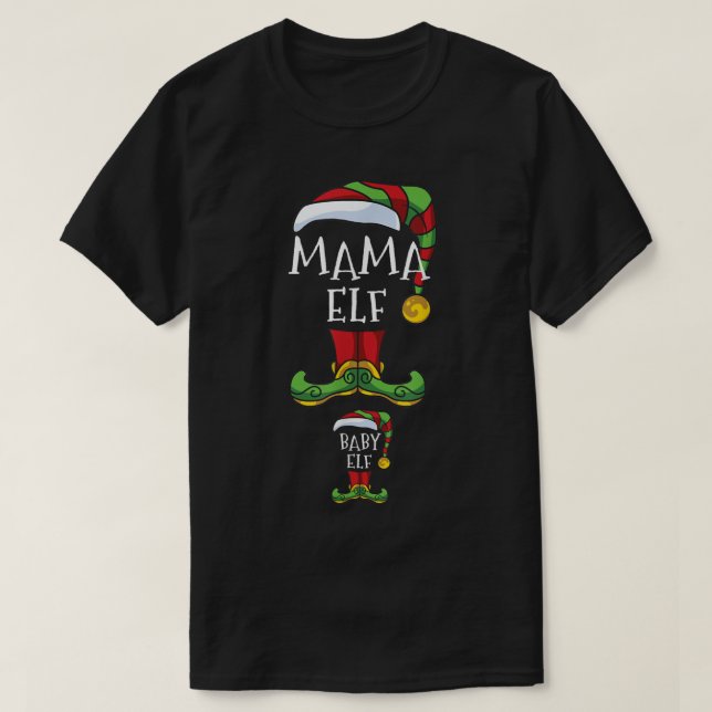 Mamma och Baby Elf-Gravid som matchar familje- Kri T Shirt (Design framsida)