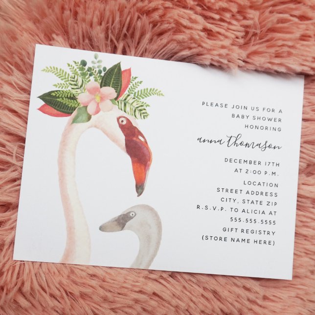 Mamma och Baby Flamingo Baby Shower Inbjudningar (Skapare uppladdad)