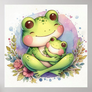 Mamma och Baby Frog Poster