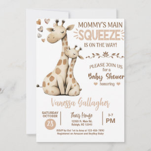 Mamma och baby giraff barnkalas inbjudan. inbjudningar
