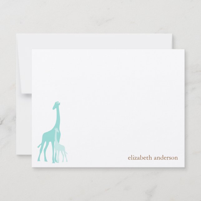 Mamma och Baby Giraffe Flat Tack Cards Kort (Framsida)