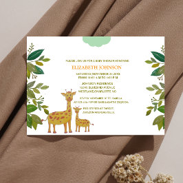 mamma och baby giraffe med gierska babydusch inbjudningar