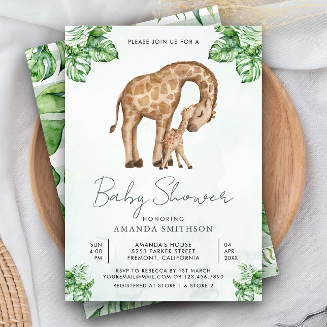 Mamma och Baby Giraffe Safari Baby Shower Inbjudningar (Skapare uppladdad)