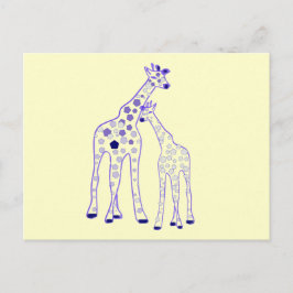 mamma och baby giraffe vykort