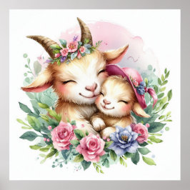 Mamma och Baby Goat Poster