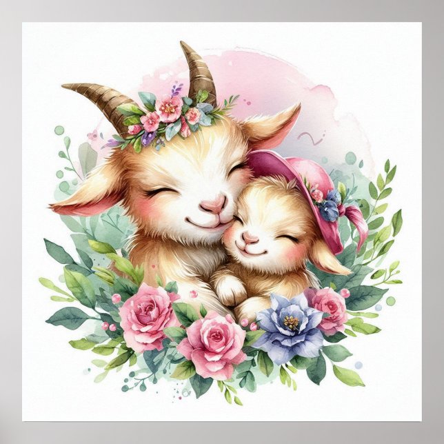 Mamma och Baby Goat Poster (Framsidan)