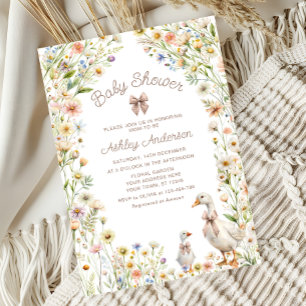 Mamma och Baby Goose Boho Baby Shower Inbjudningar