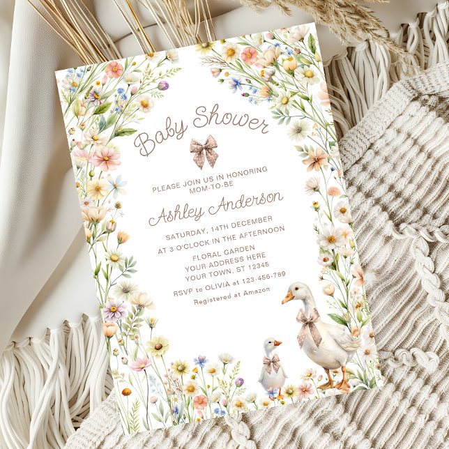 Mamma och Baby Goose Boho Baby Shower Inbjudningar (Skapare uppladdad)
