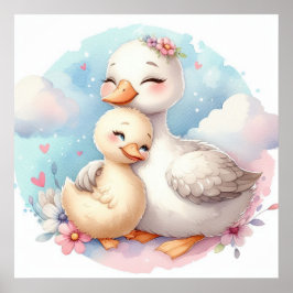 Mamma och Baby Goose Poster