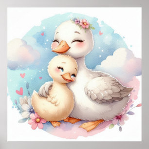 Mamma och Baby Goose Poster