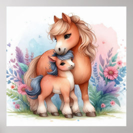 Mamma och Baby Horse Poster