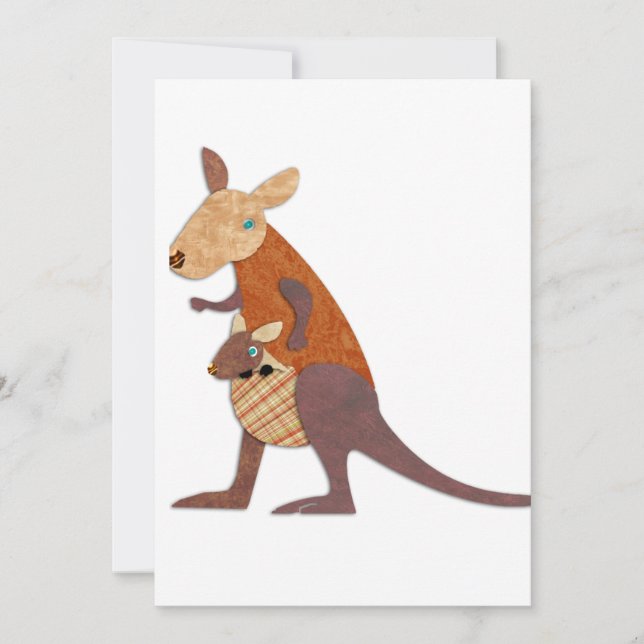 Mamma och Baby Kangaroo Inbjudningar (Framsida)